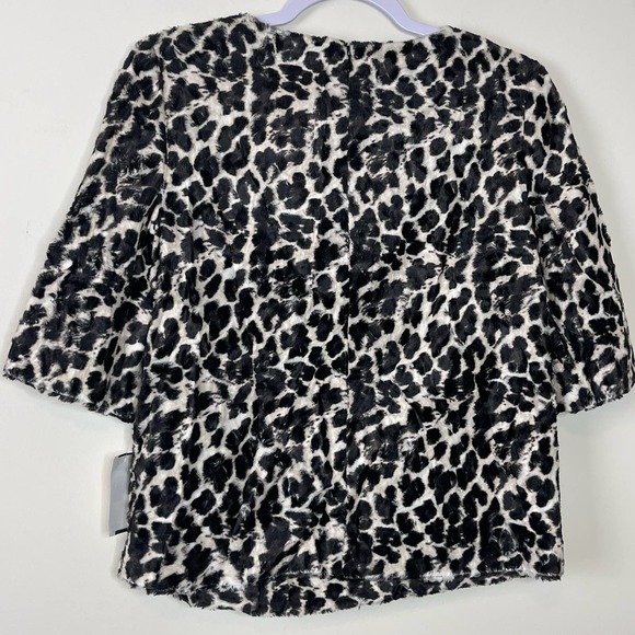 Trina Turk Animal Print Faux Fur 3/4 Sleeve Serpentine Top NWT Size XS - Picture 5 of 9